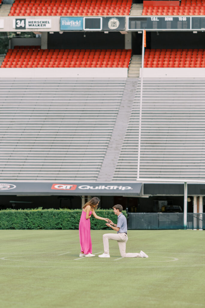 A proposal inside of Sanford Stadium at the University of Georgia in Athens