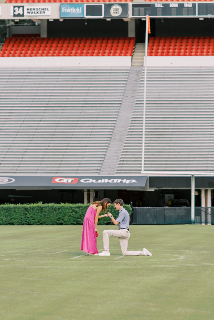 A proposal inside of Sanford Stadium at the University of Georgia in Athens
