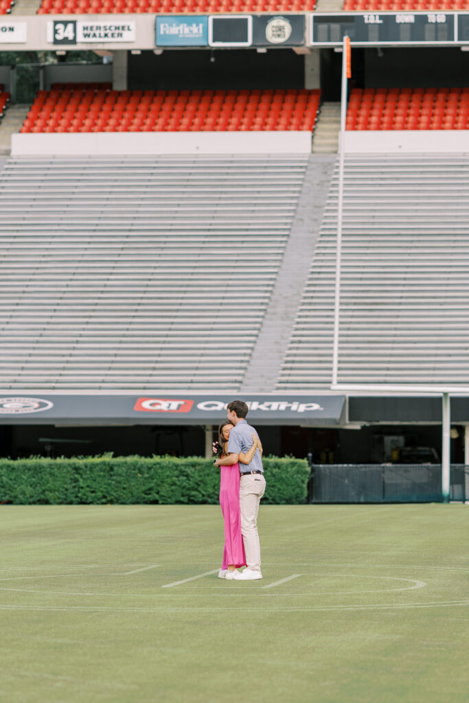 A proposal inside of Sanford Stadium at the University of Georgia in Athens