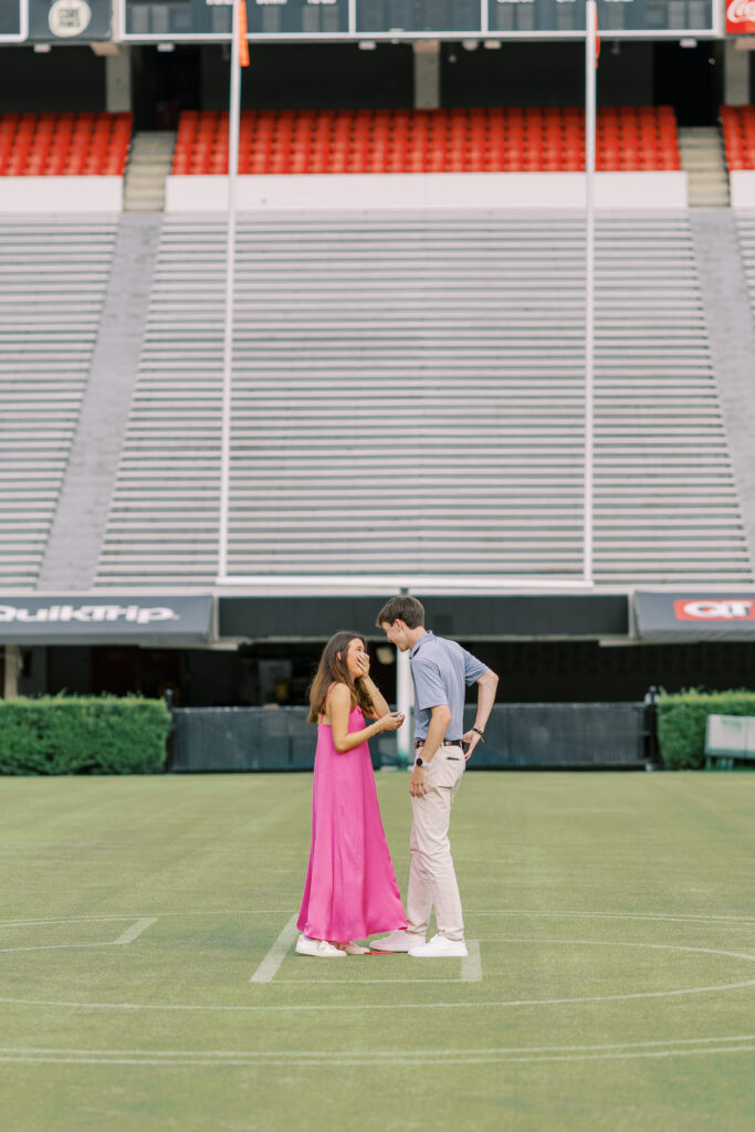 A proposal inside of Sanford Stadium at the University of Georgia in Athens