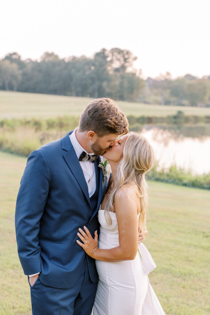 golden hour portrait of the bride and groom