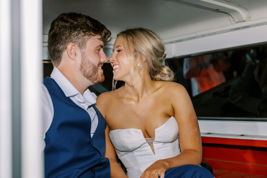 bride and groom leaving the wedding