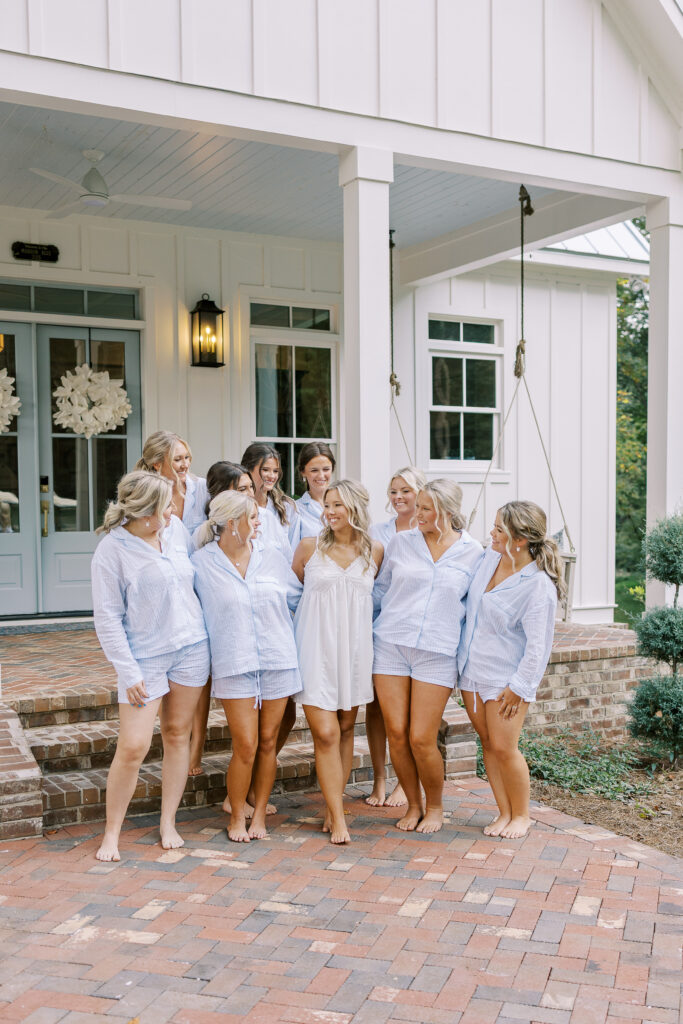 bride and her bridesmaids before getting ready