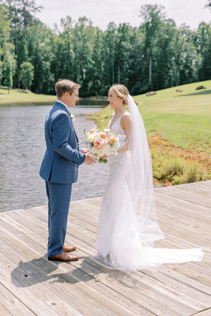 first look between bride and groom