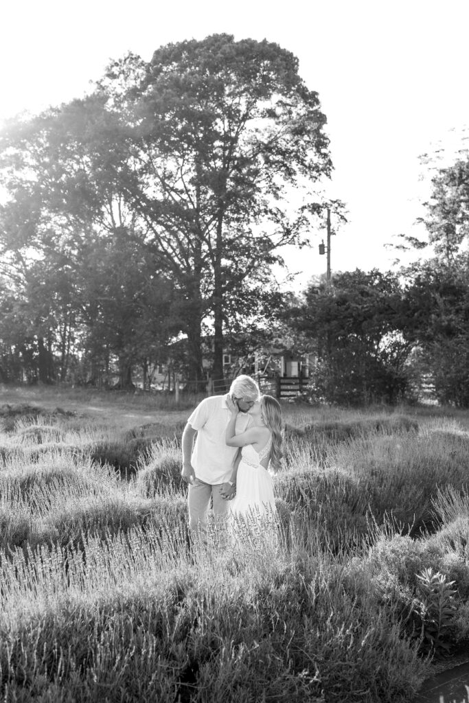 a couple's engagement session at wild daisy farm in molena, georgia
