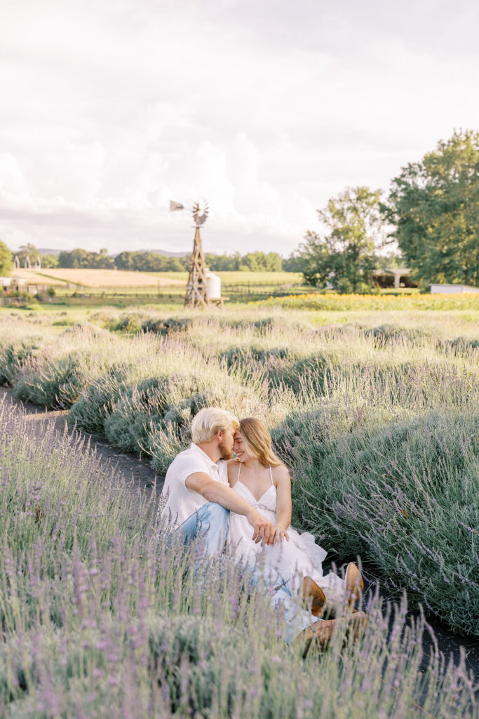 a couple's engagement session at wild daisy farm in molena, georgia