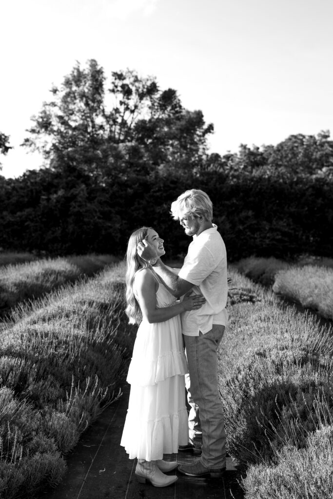 a couple's engagement session at wild daisy farm in molena, georgia