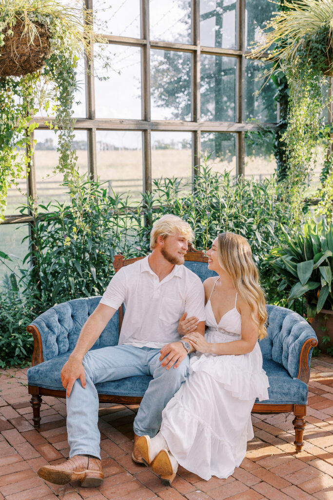 a couple's engagement session at wild daisy farm in molena, georgia