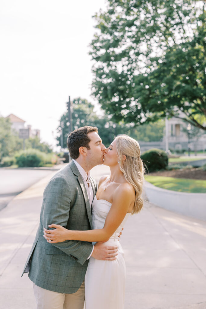golden hour portraits of the bride and groom the night before their wedding
