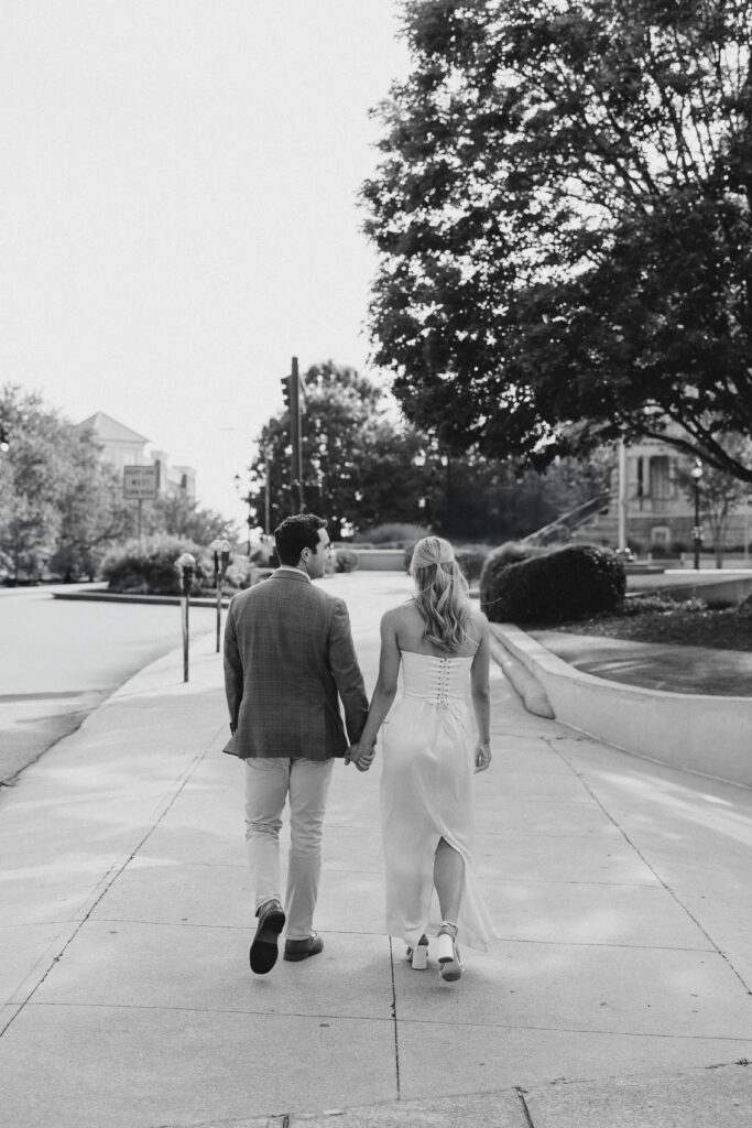 golden hour portraits of the bride and groom the night before their wedding