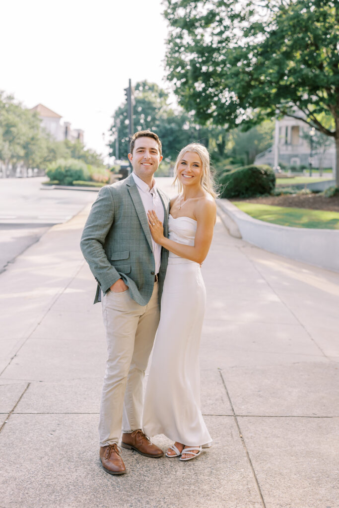 golden hour portraits of the bride and groom the night before their wedding