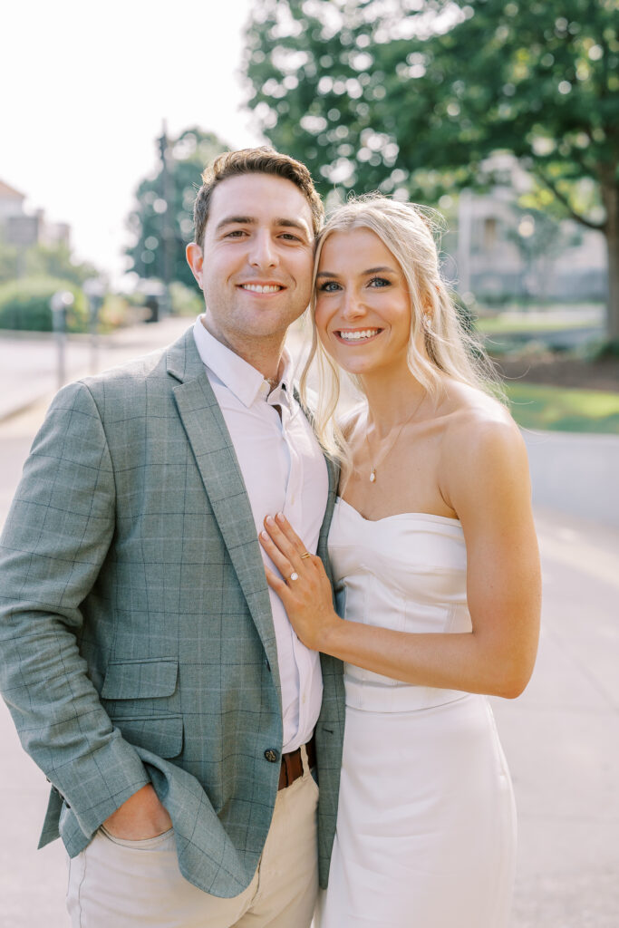 golden hour portraits of the bride and groom the night before their wedding
