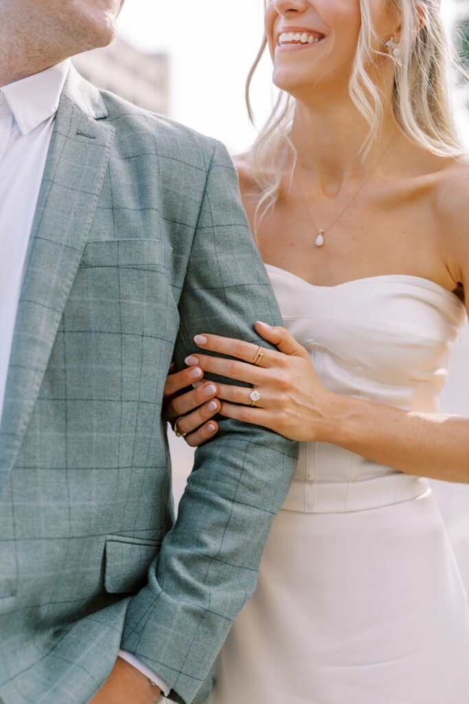 golden hour portraits of the bride and groom the night before their wedding