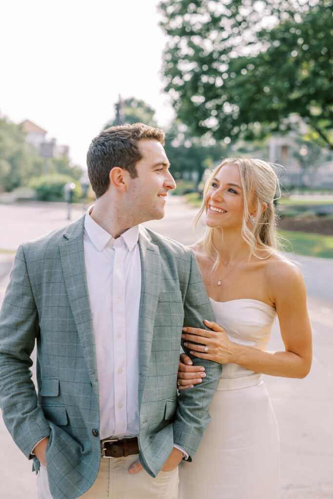 golden hour portraits of the bride and groom the night before their wedding