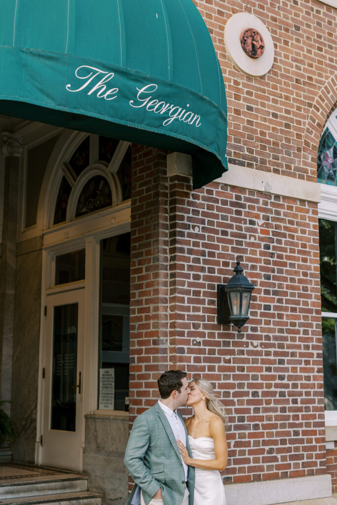 golden hour portraits of the bride and groom the night before their wedding