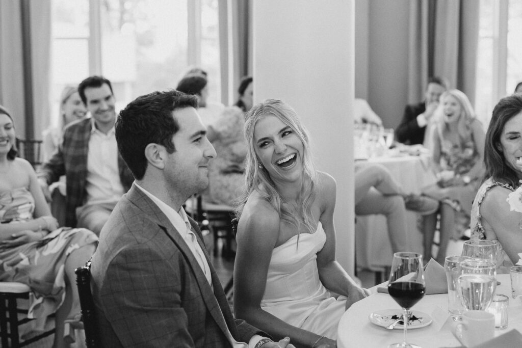 bride laughing at groom