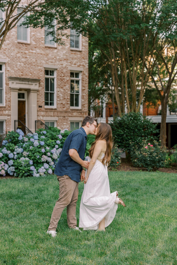 young couple's engagement session in inman park, atlanta, ga