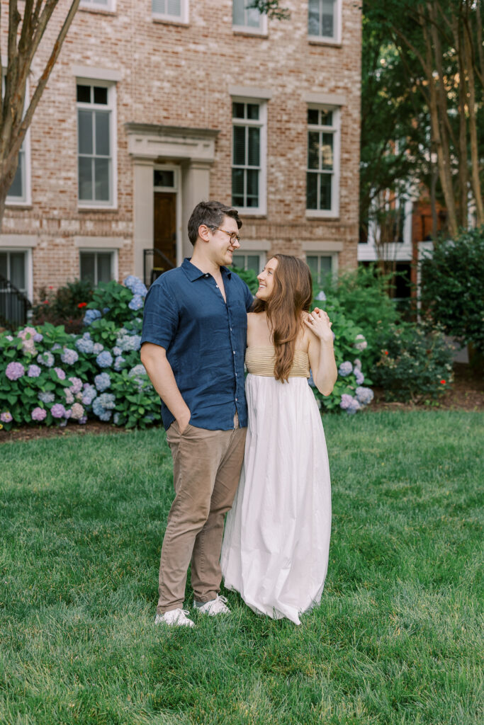 young couple's engagement session in inman park, atlanta, ga