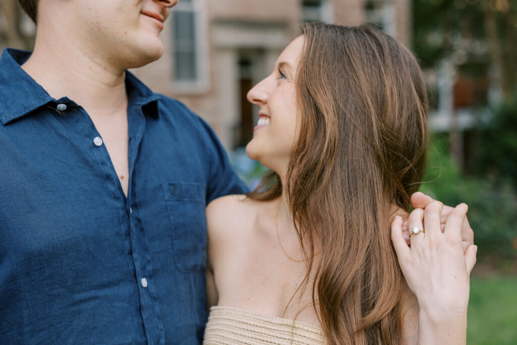 young couple's engagement session in inman park, atlanta, ga