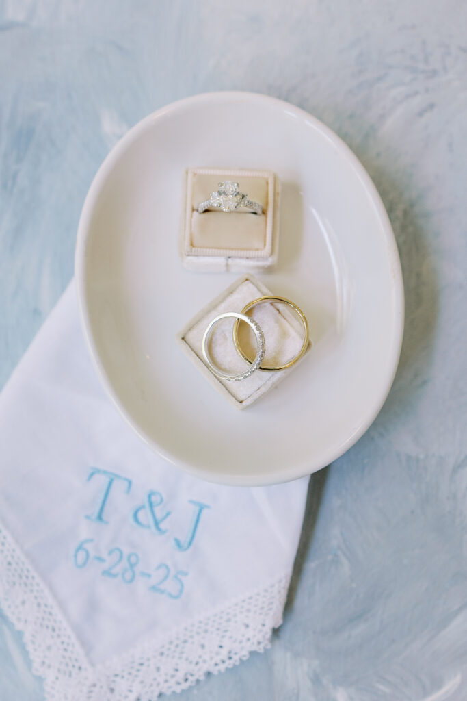 wedding rings and tear towel