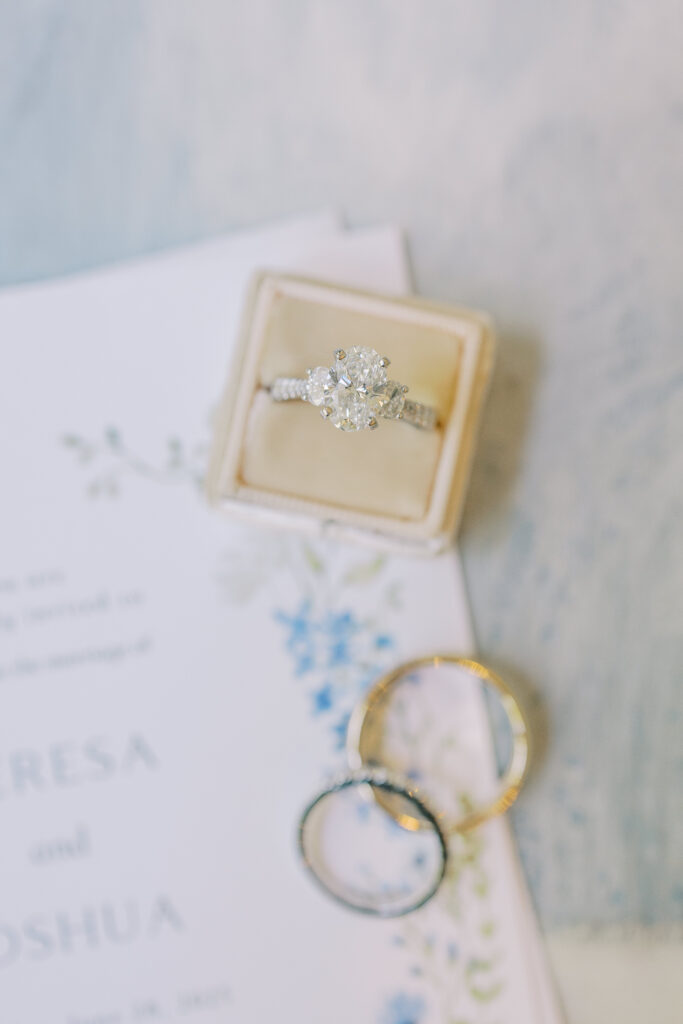 wedding rings on the invitation