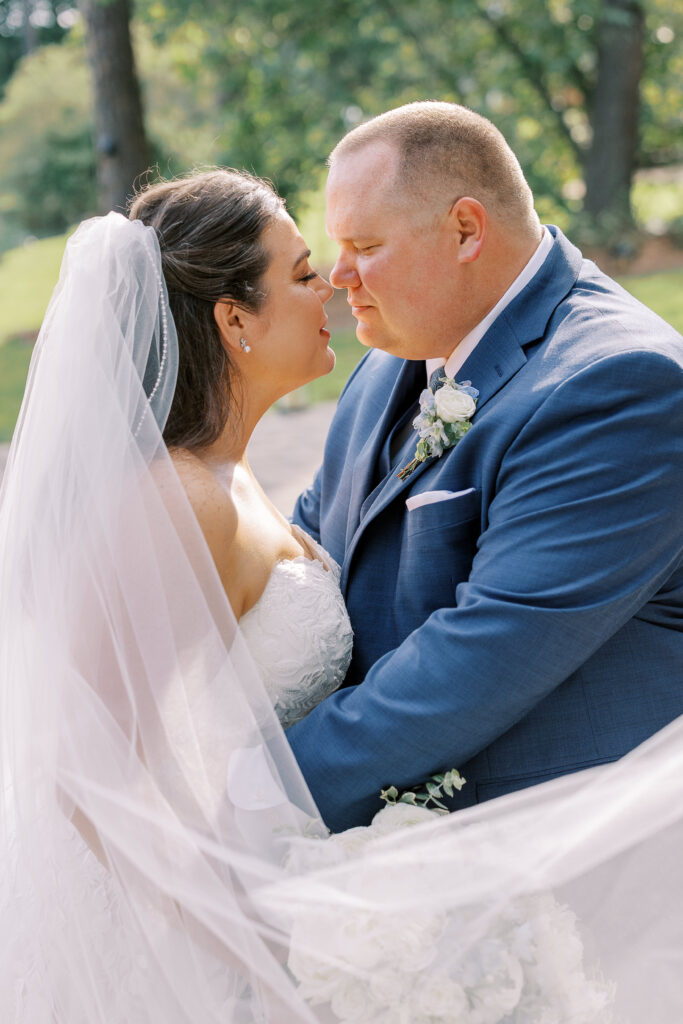 golden hour portrait of the bride and groom