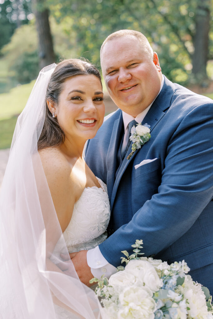 golden hour portrait of the bride and groom