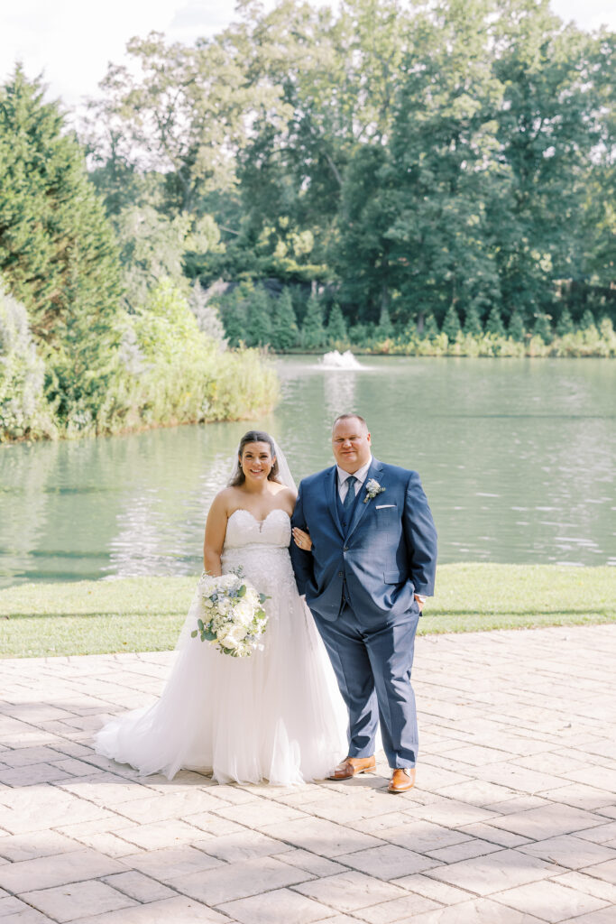 golden hour portrait of the bride and groom