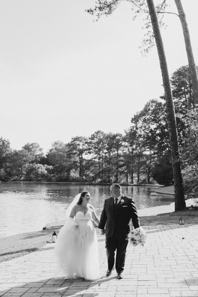 golden hour portrait of the bride and groom