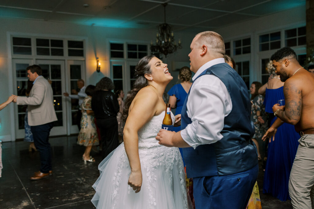 bride and groom dancing
