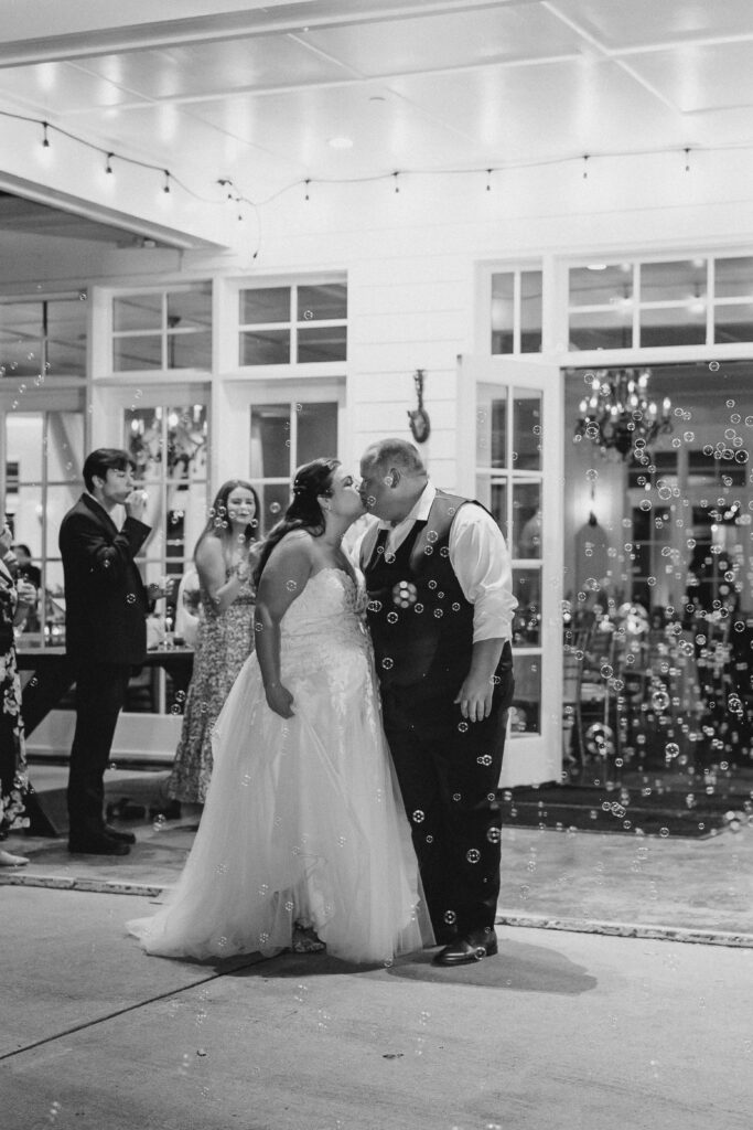 bride and groom bubble exit