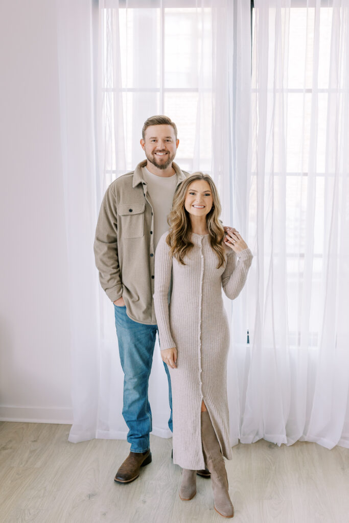 a couple's engagement session at birdie & co studio in athens, ga