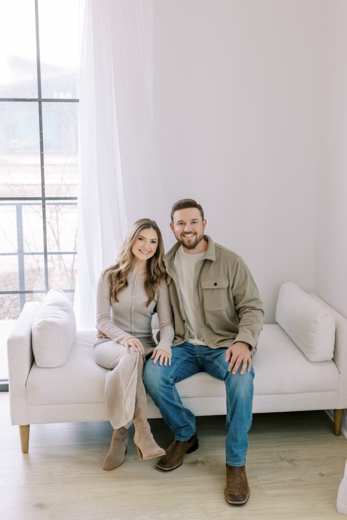 a couple's engagement session at birdie & co studio in athens, ga