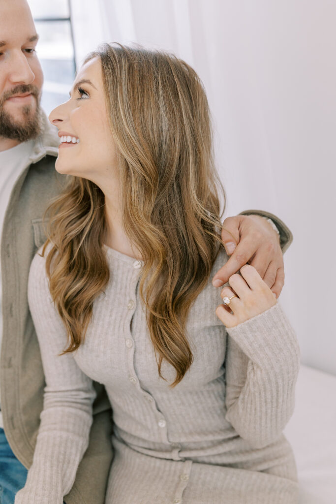 a couple's engagement session at birdie & co studio in athens, ga
