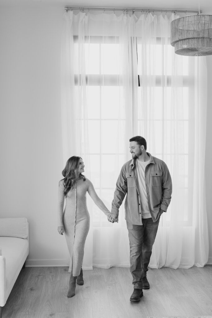 a couple's engagement session at birdie & co studio in athens, ga