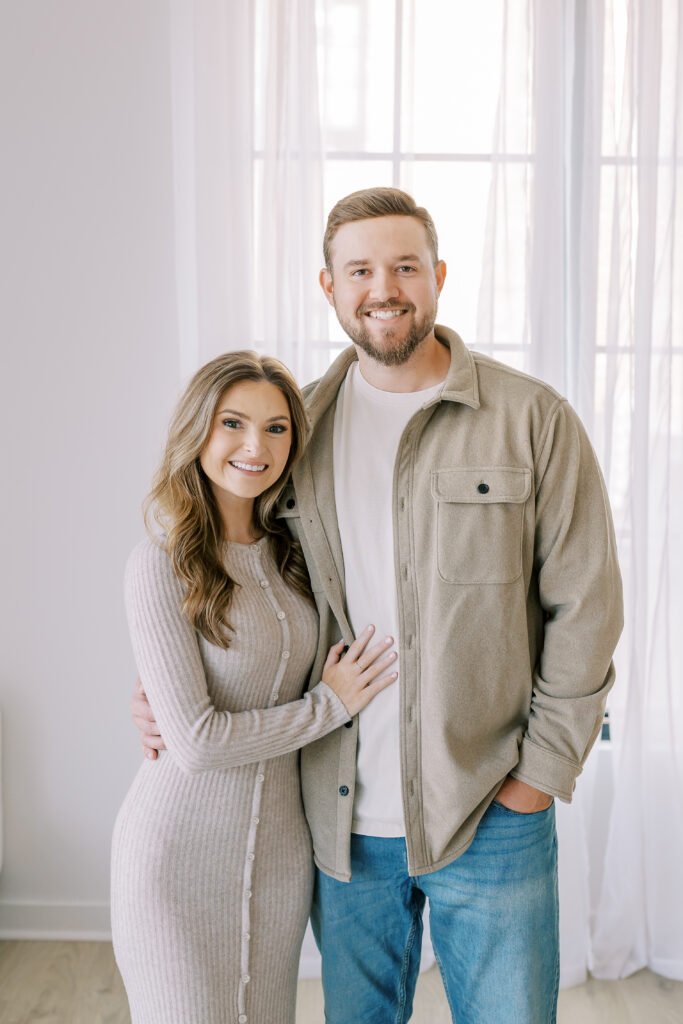 a couple's engagement session at birdie & co studio in athens, ga