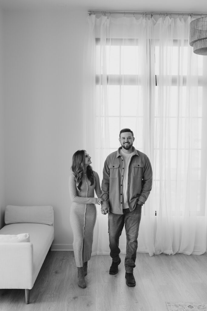 a couple's engagement session at birdie & co studio in athens, ga