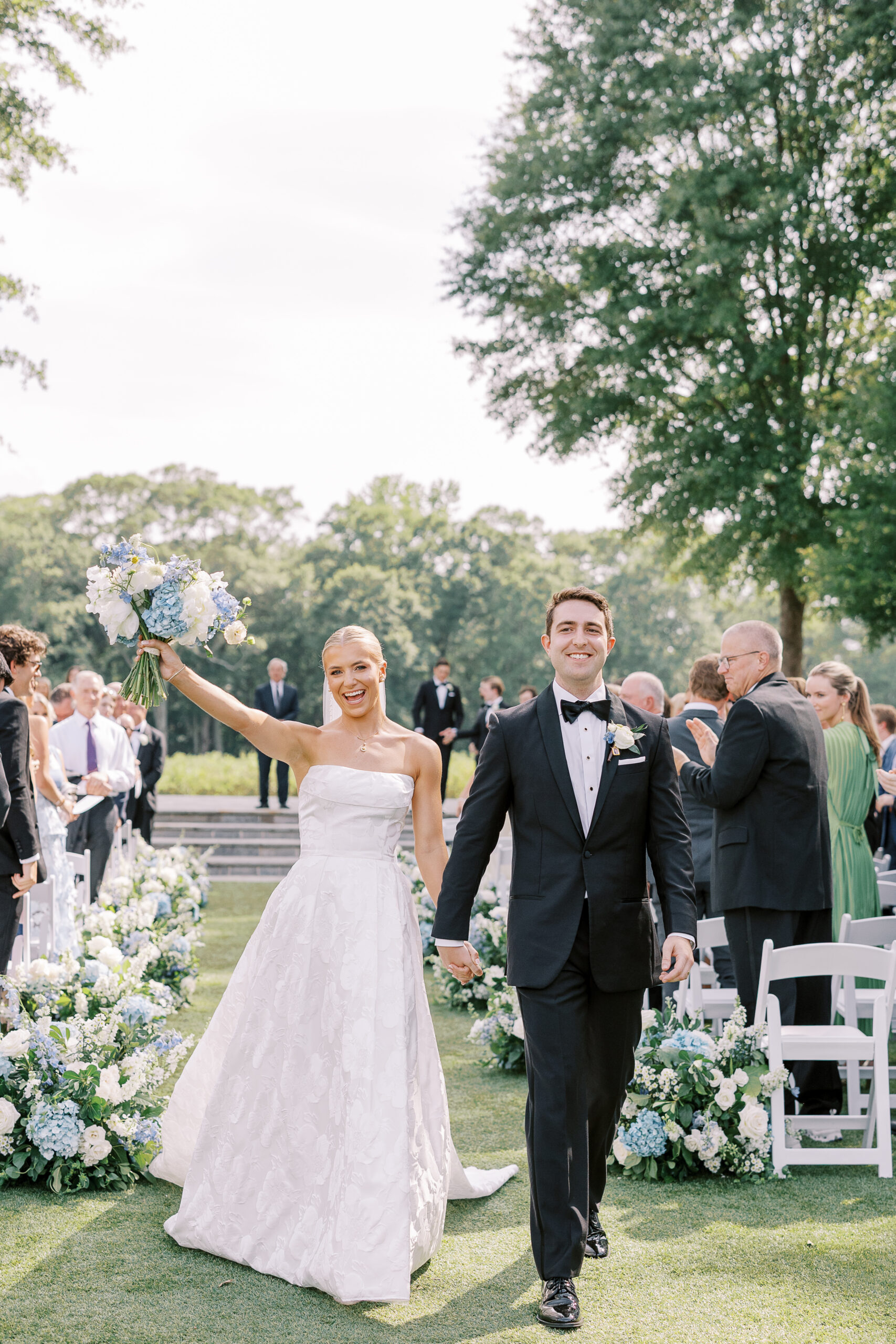 couple leaving the altar at the hadden estate