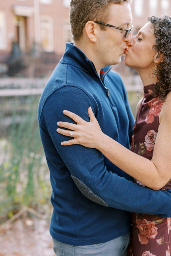 a couple having an engagement session in the sandy springs neighborhood of atlanta