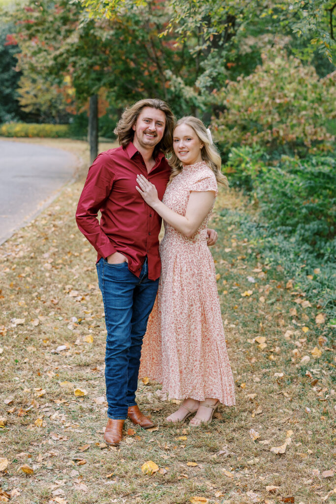 a couple taking an engagement photography session at winn park in atlanta, georgia