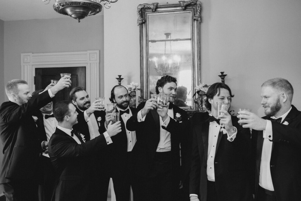 groom and groomsmen toast