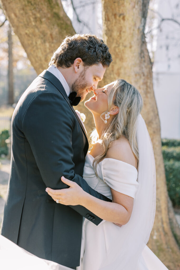 bride and groom at golden hour