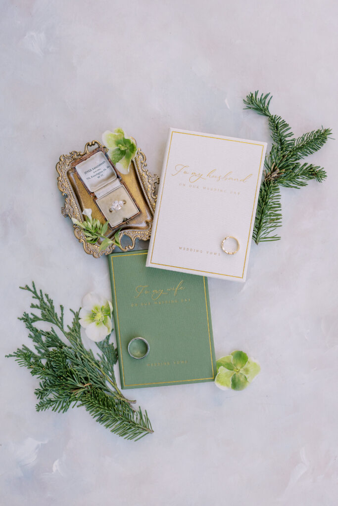 wedding detail flat lay