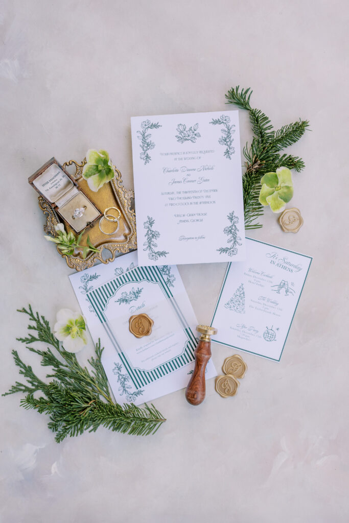 wedding detail flat lay