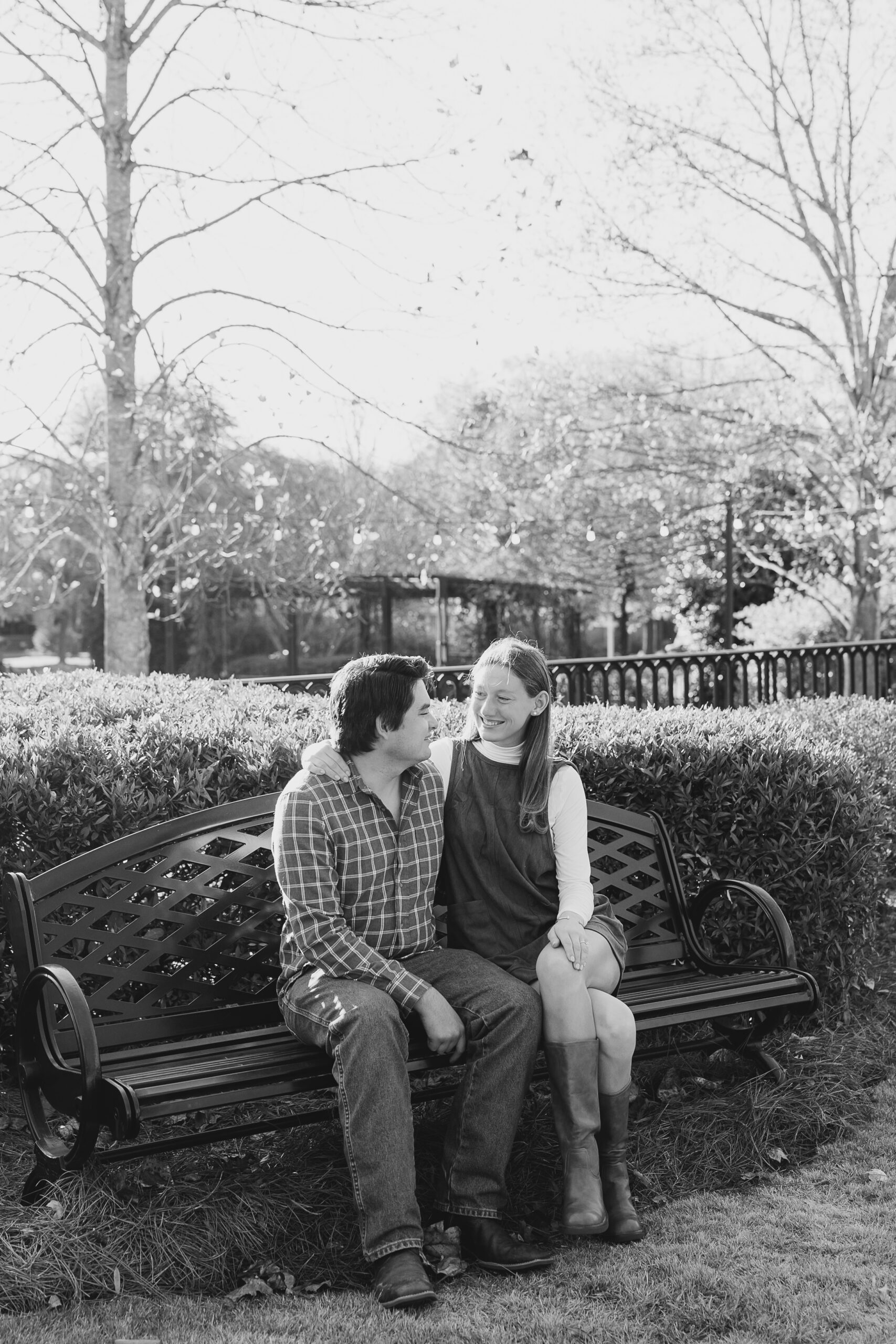 a late fall engagement session in November in Madison, Georgia