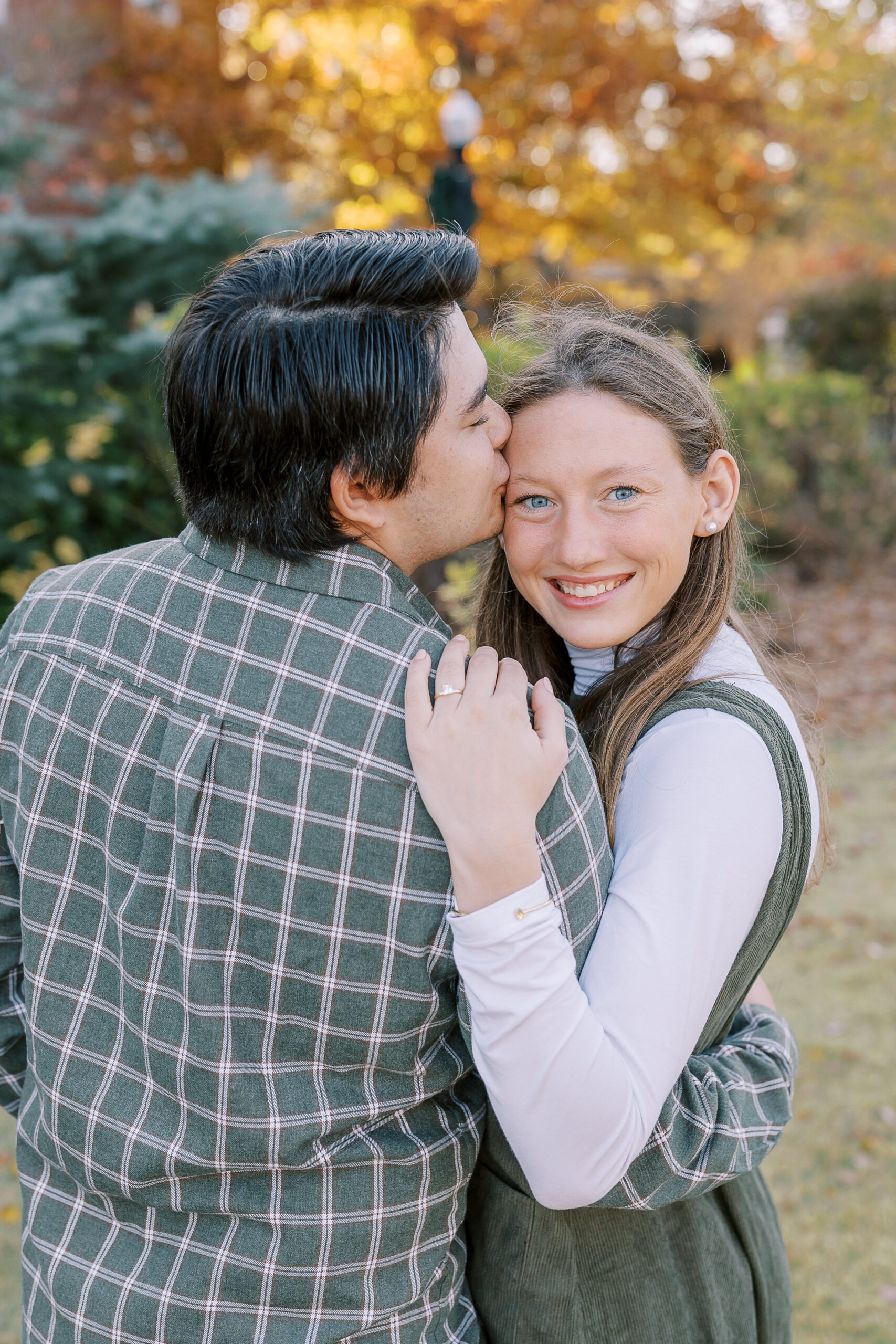 a late fall engagement session in November in Madison, Georgia