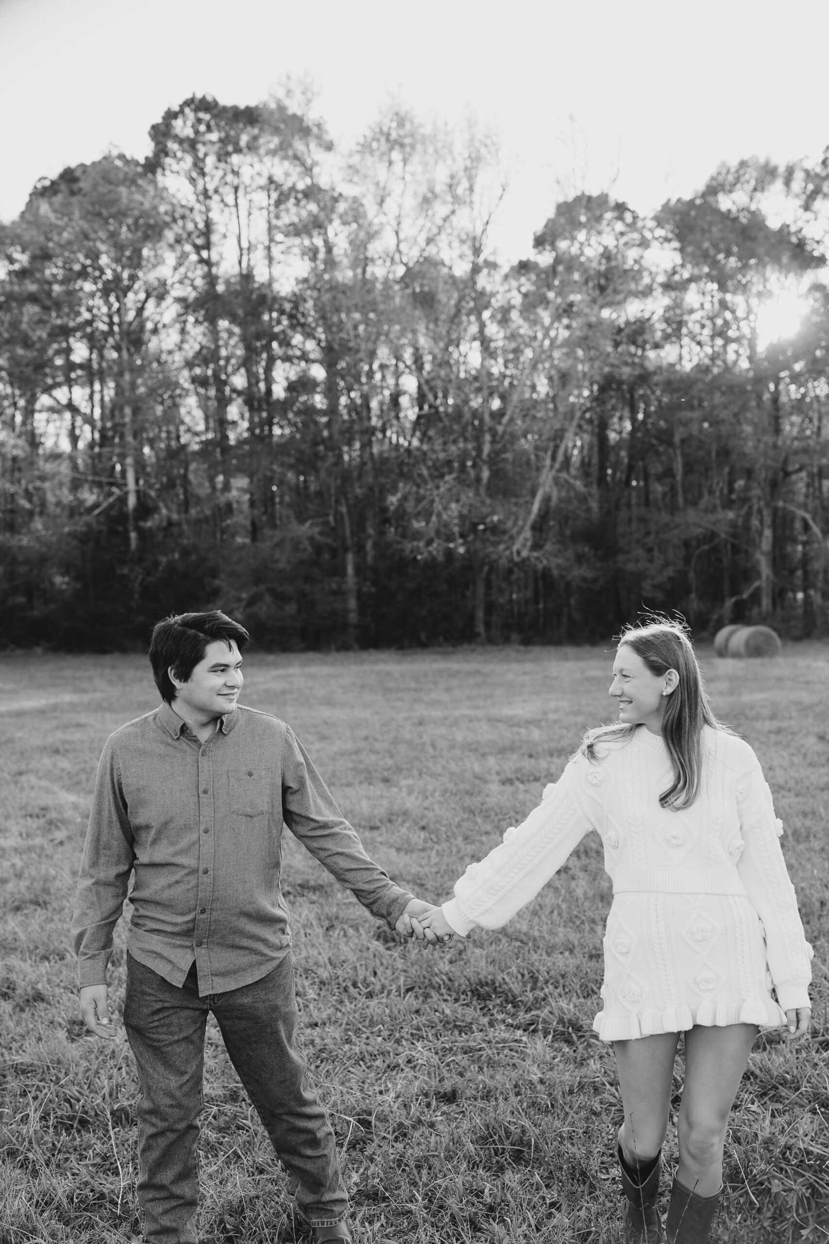 a late fall engagement session in November in Madison, Georgia