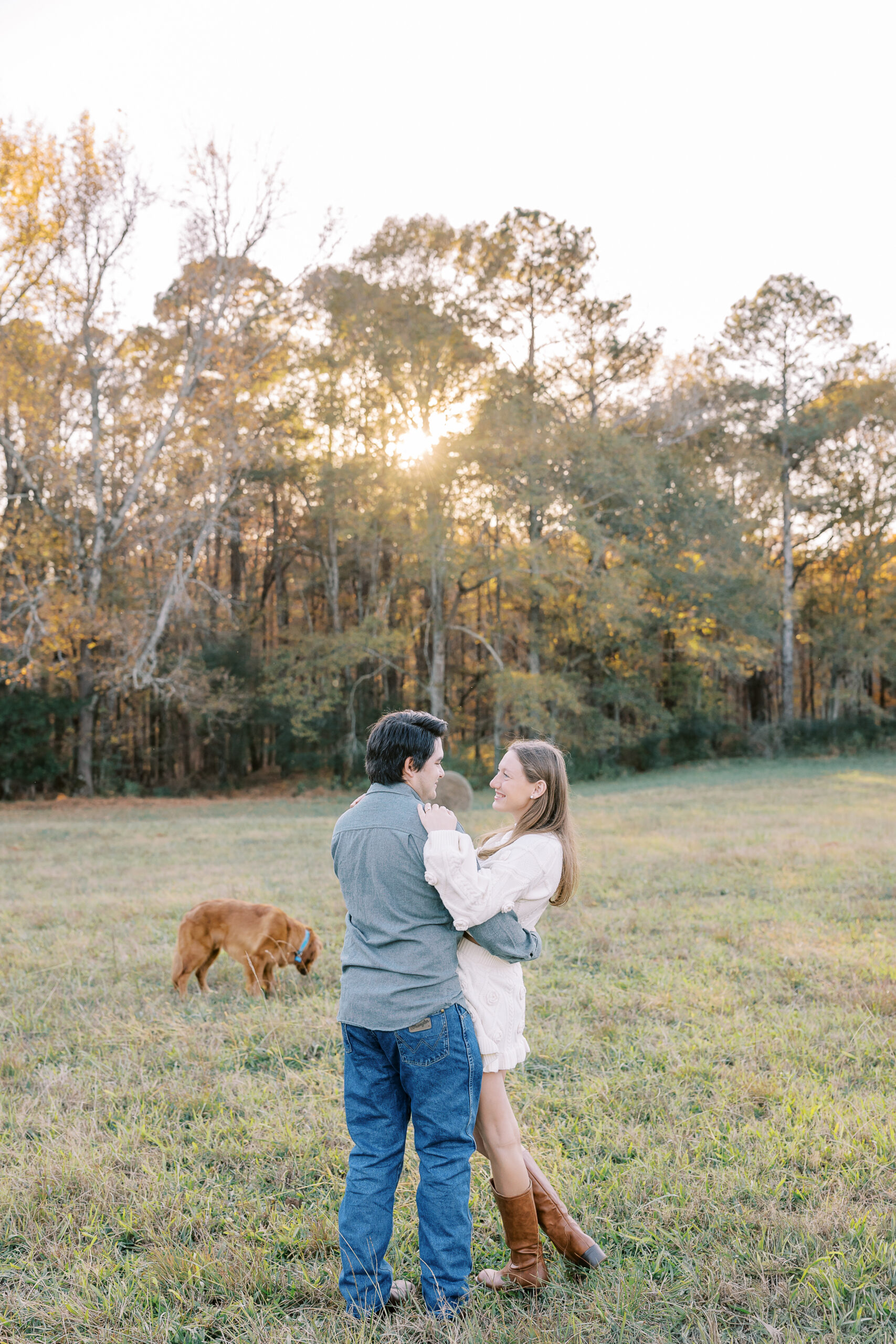 a late fall engagement session in November in Madison, Georgia