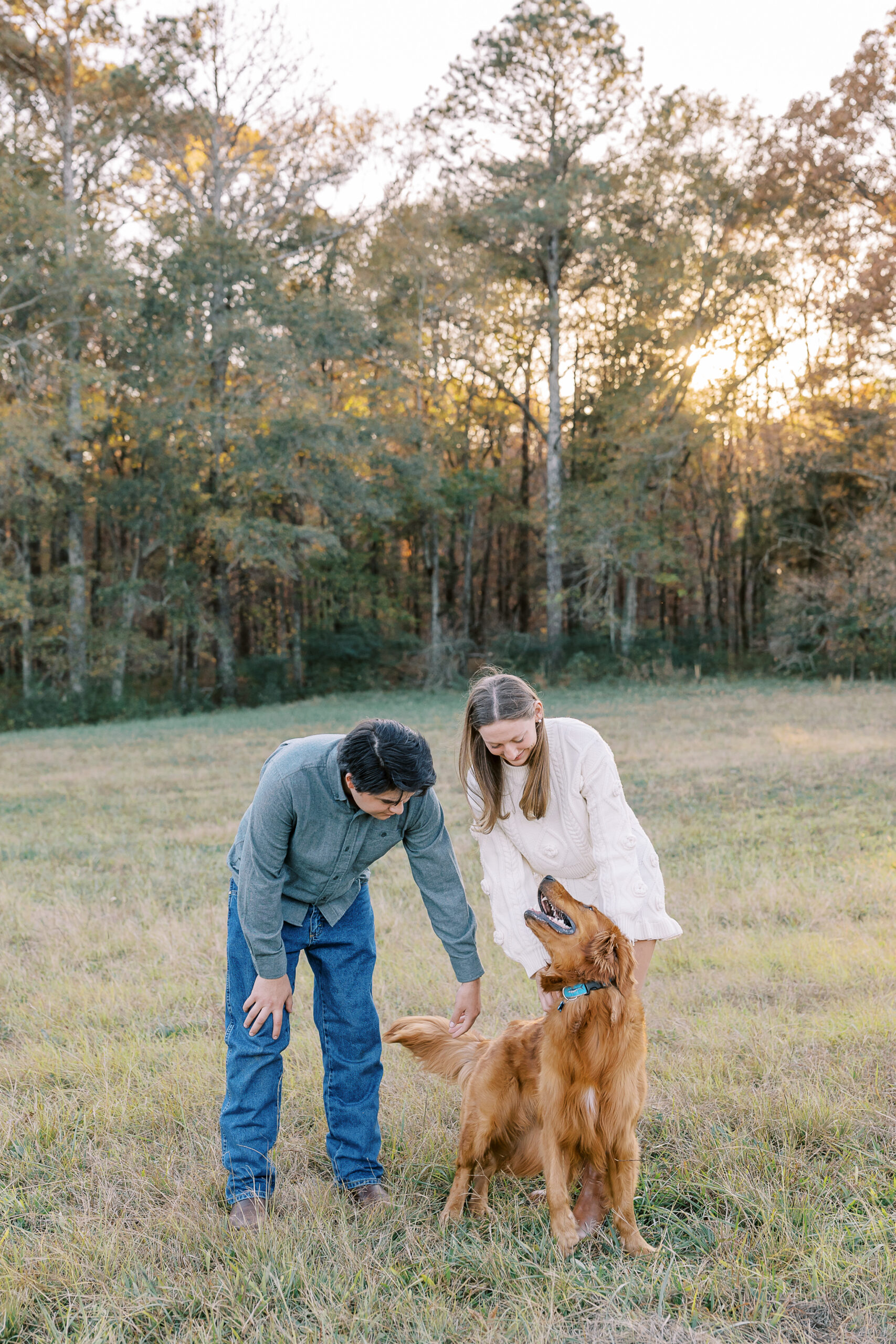 a late fall engagement session in November in Madison, Georgia