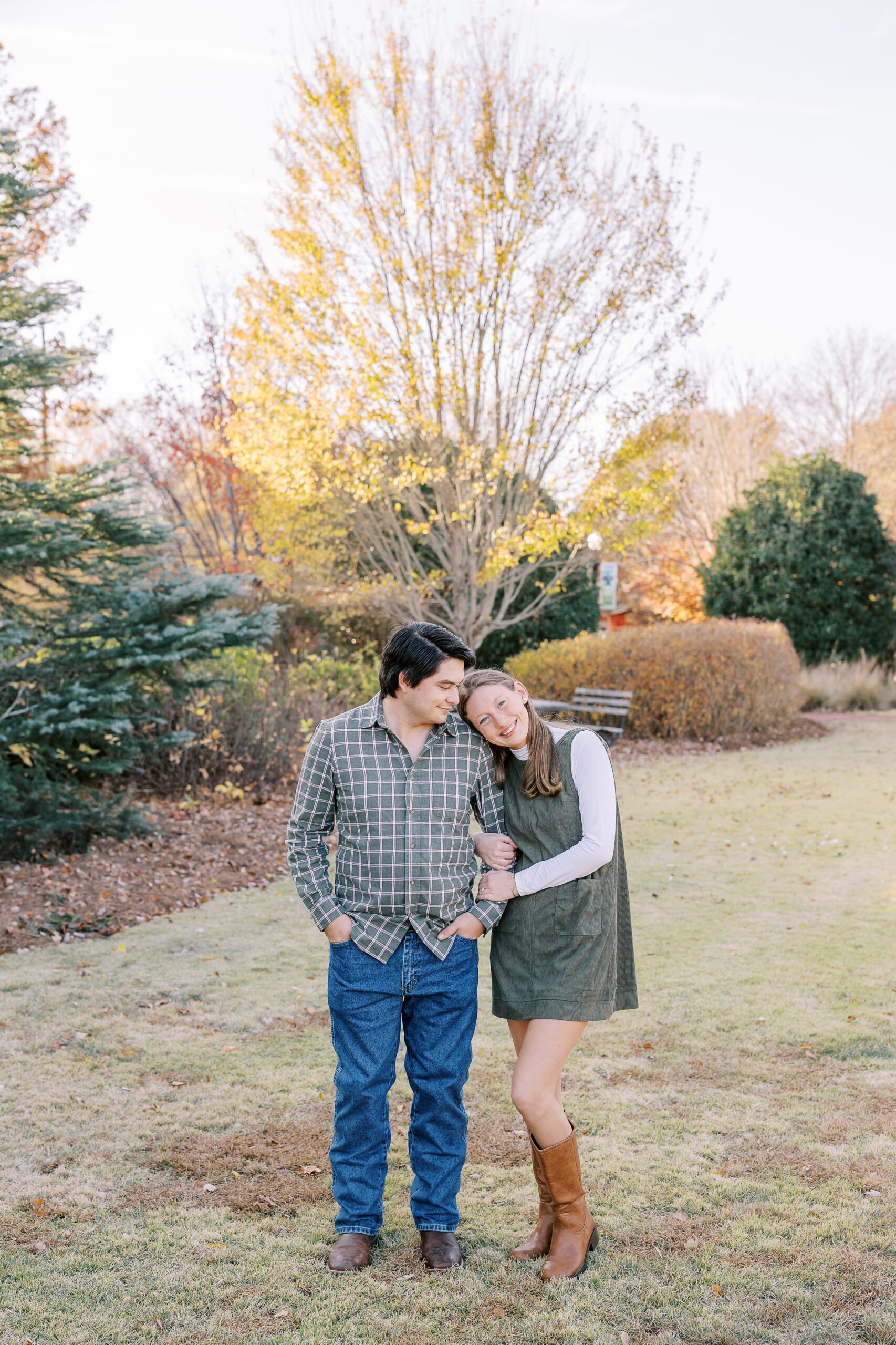 a late fall engagement session in November in Madison, Georgia